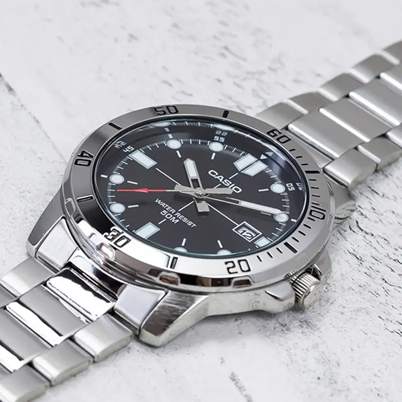 Casio Enticer Black Dial Triple-fold Men's Watch- MTP-VD01D-1EV
